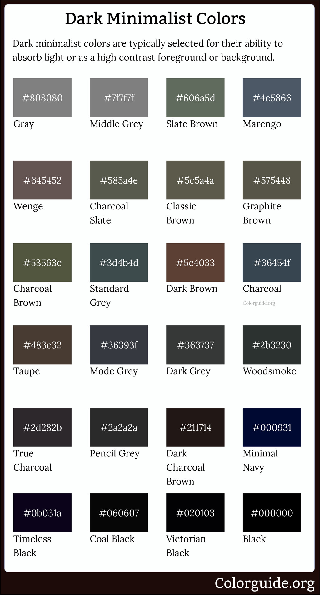 dark minimalist colors