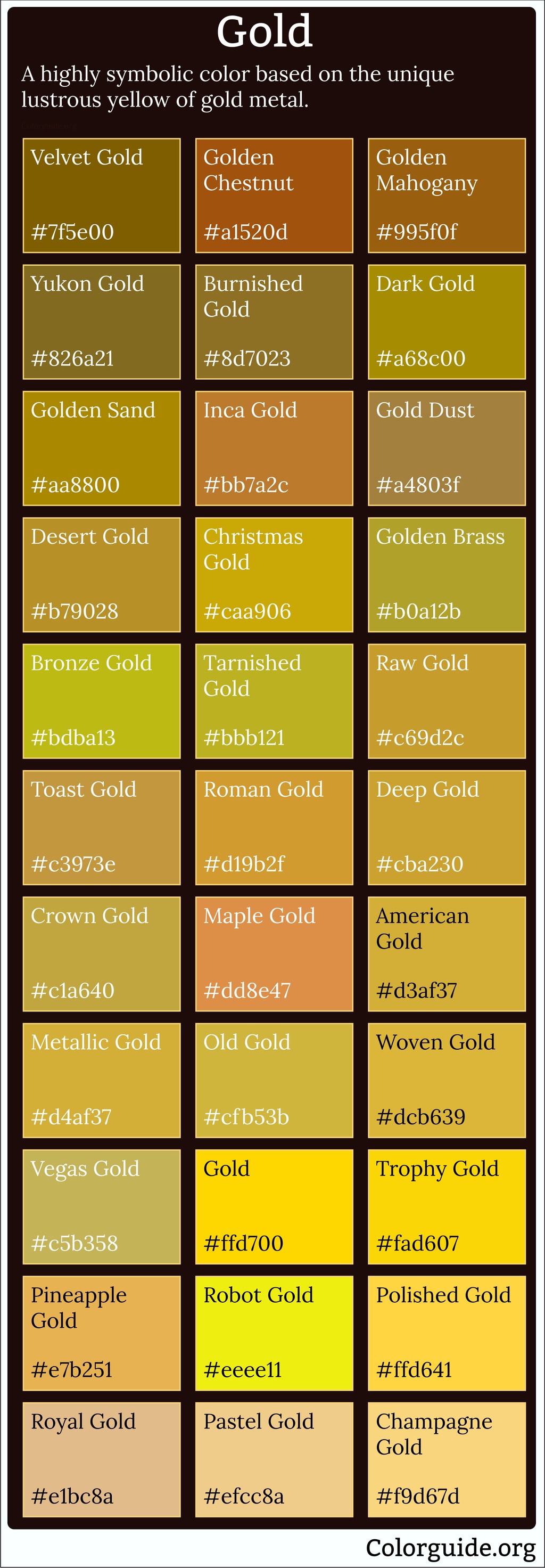 60 Gold Colors - Colorguide.org