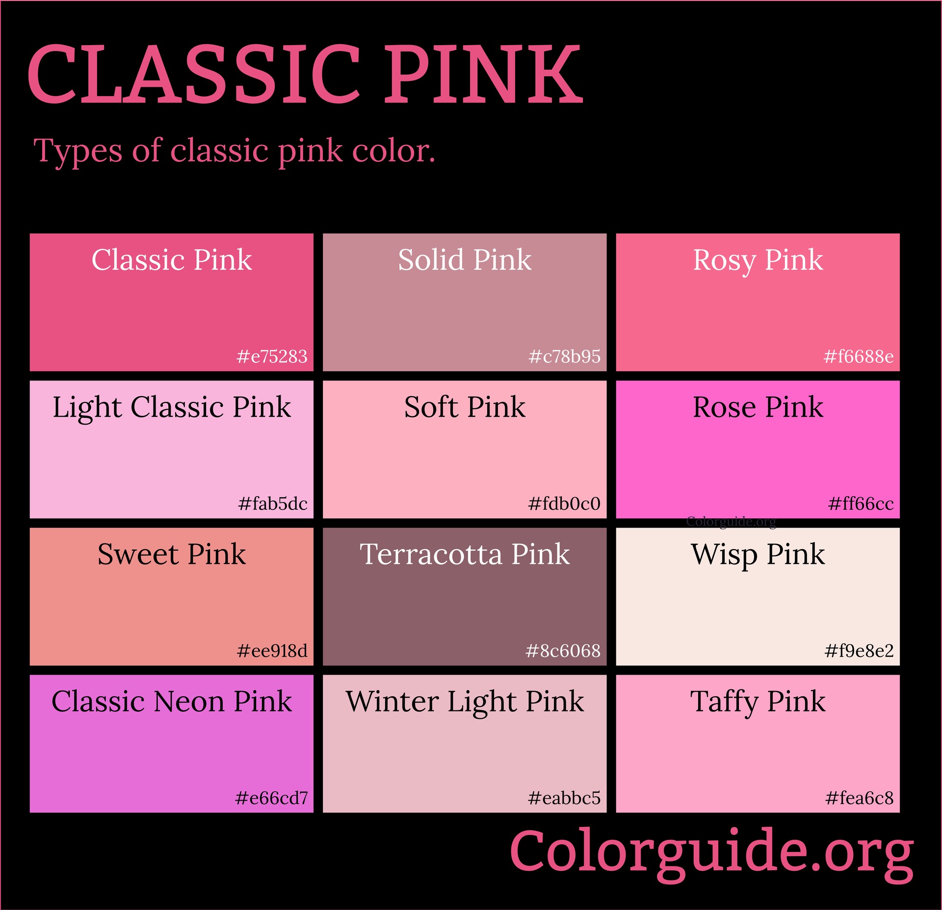 classic pink colors