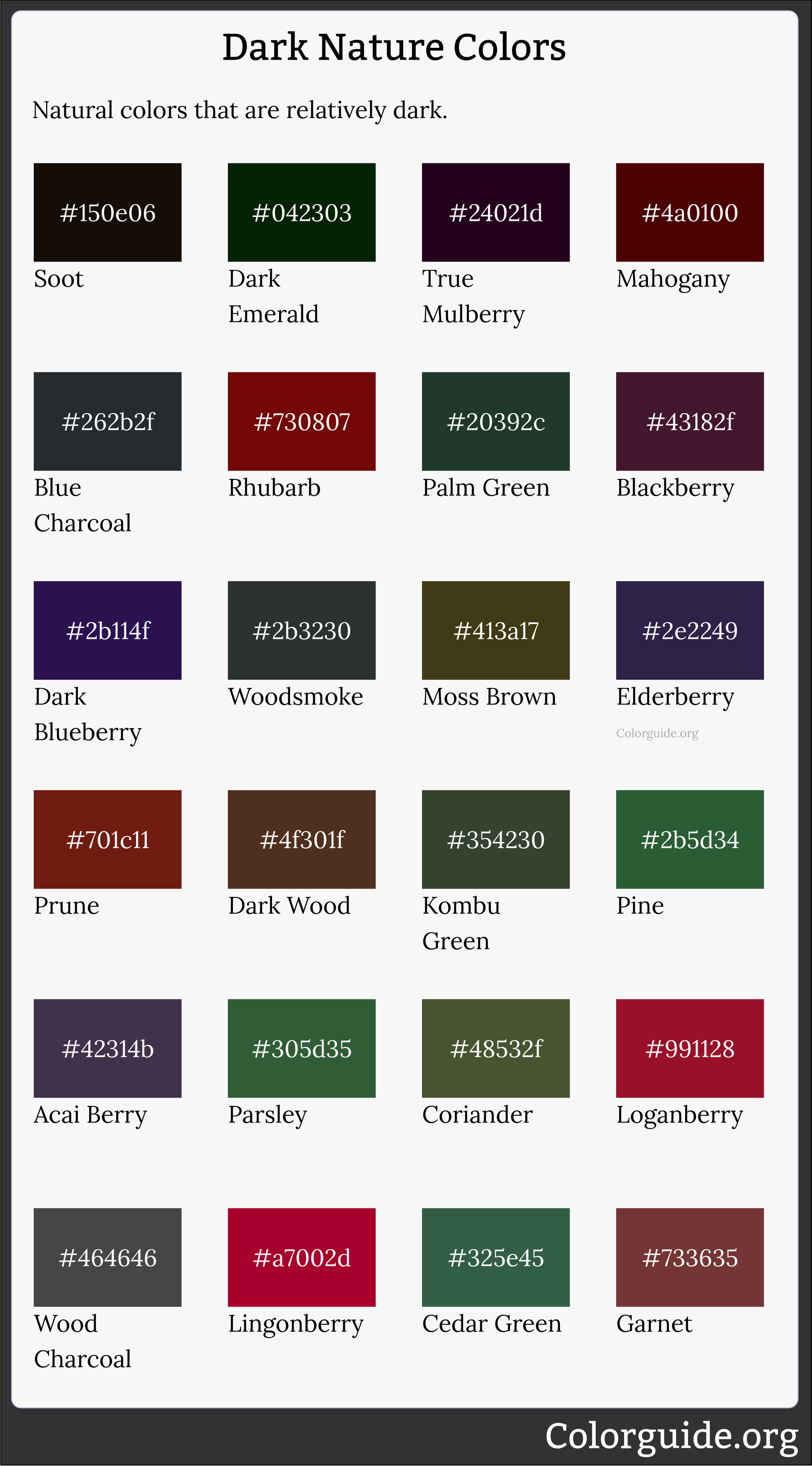 dark nature colors palette