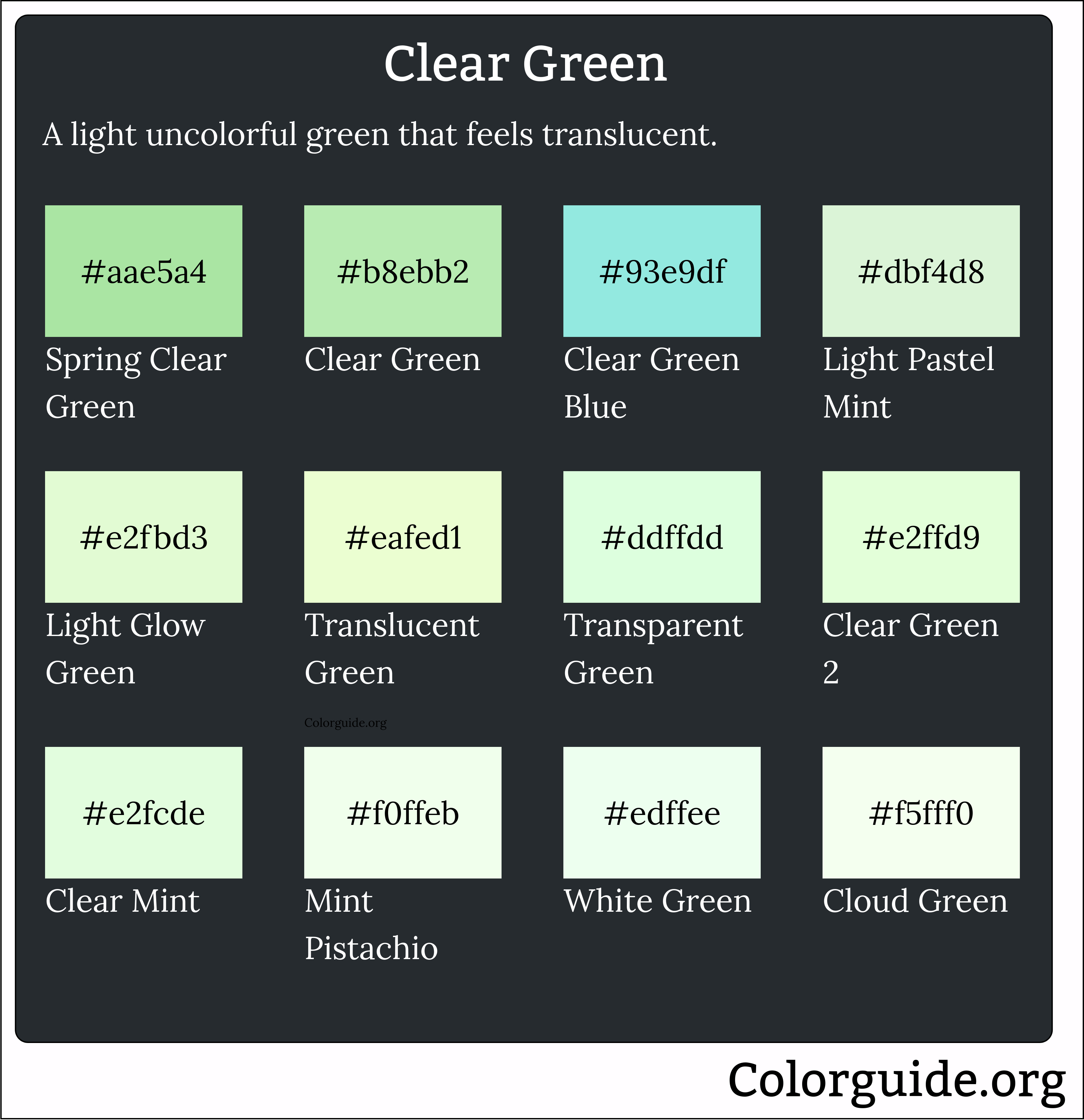 clear green color palette