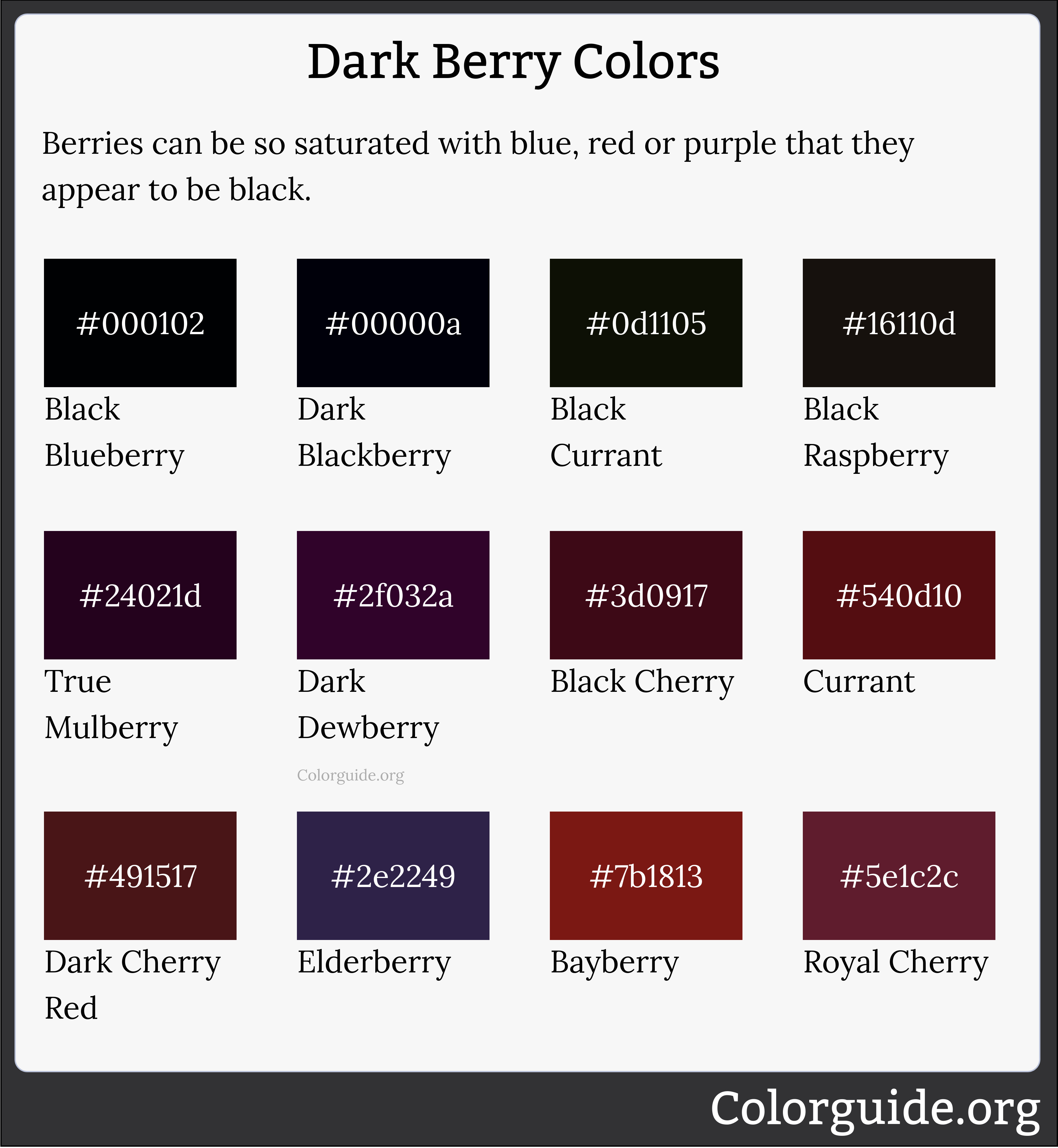 palette of dark berry colors