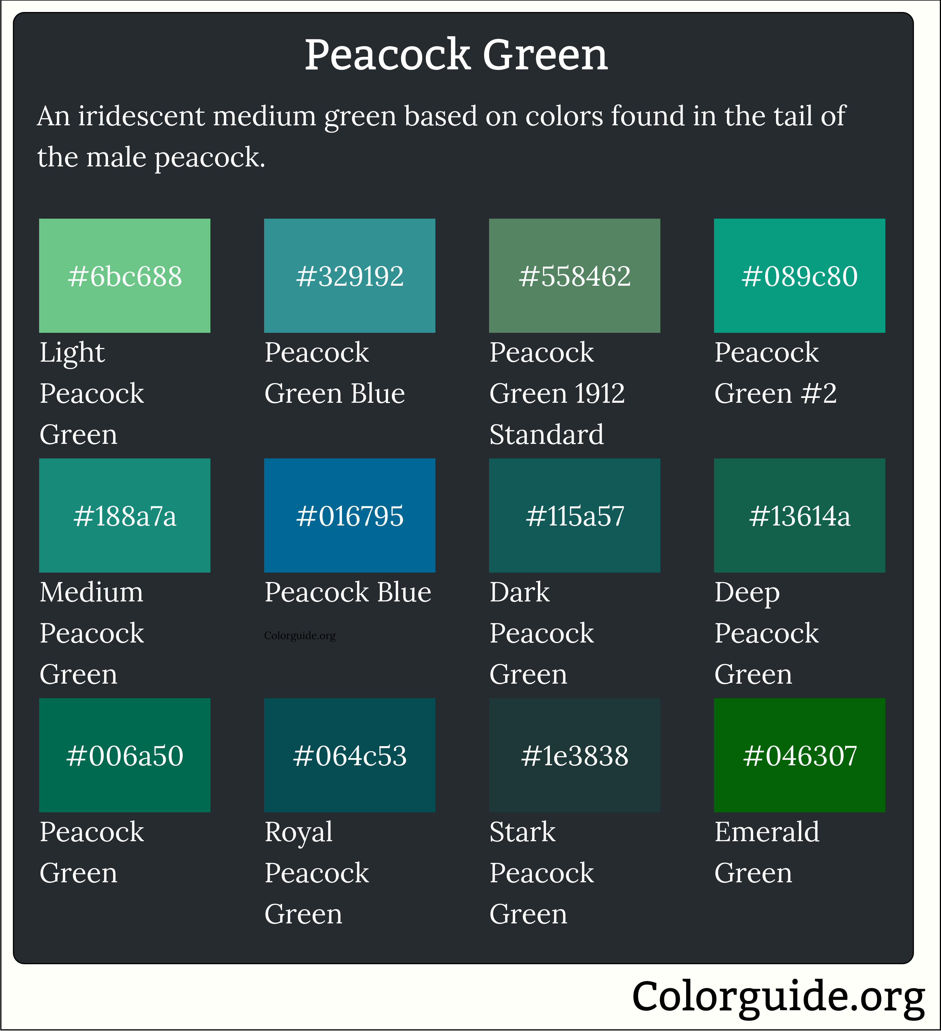 peacock green color palette