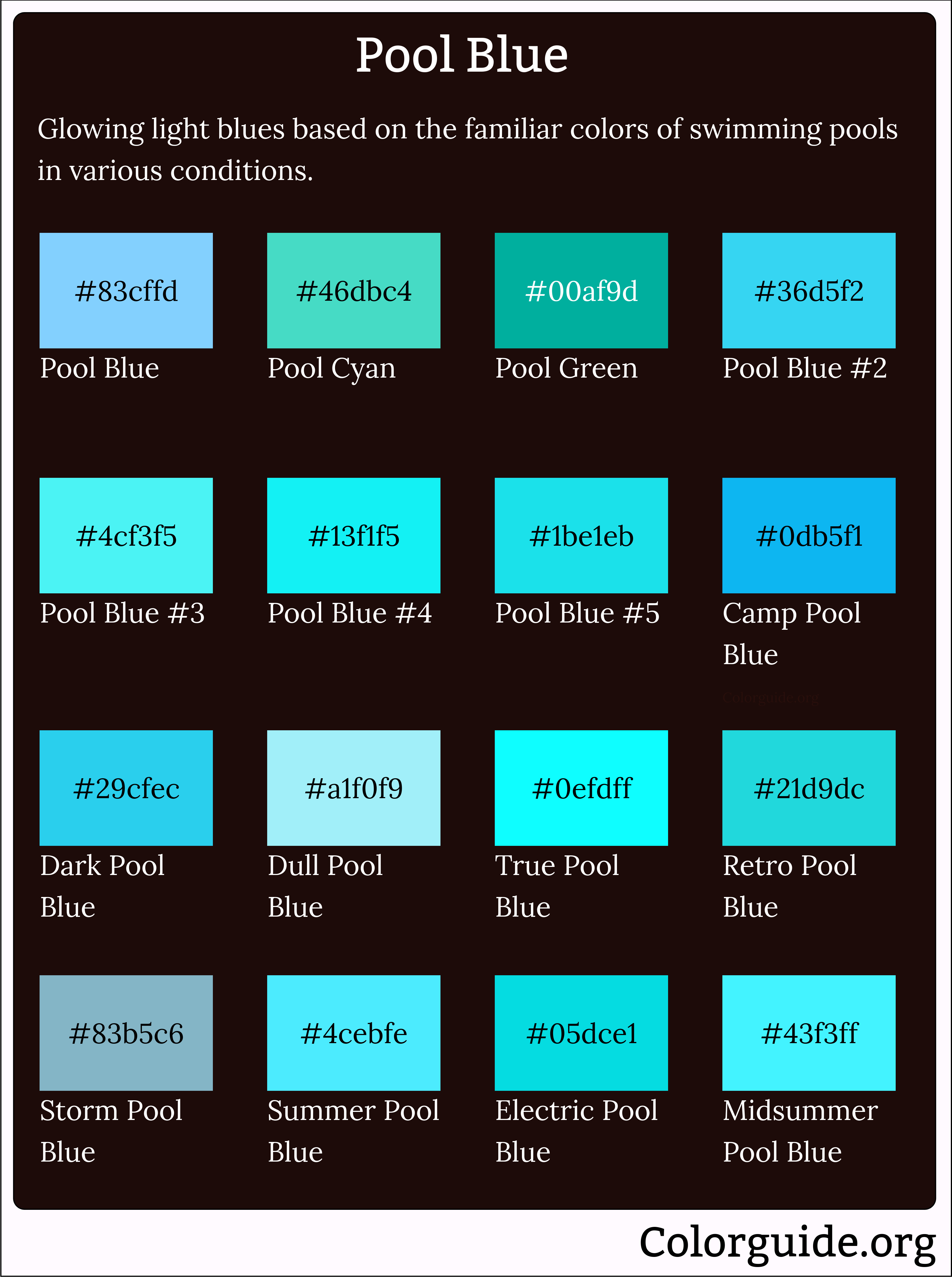 types of pool blue color