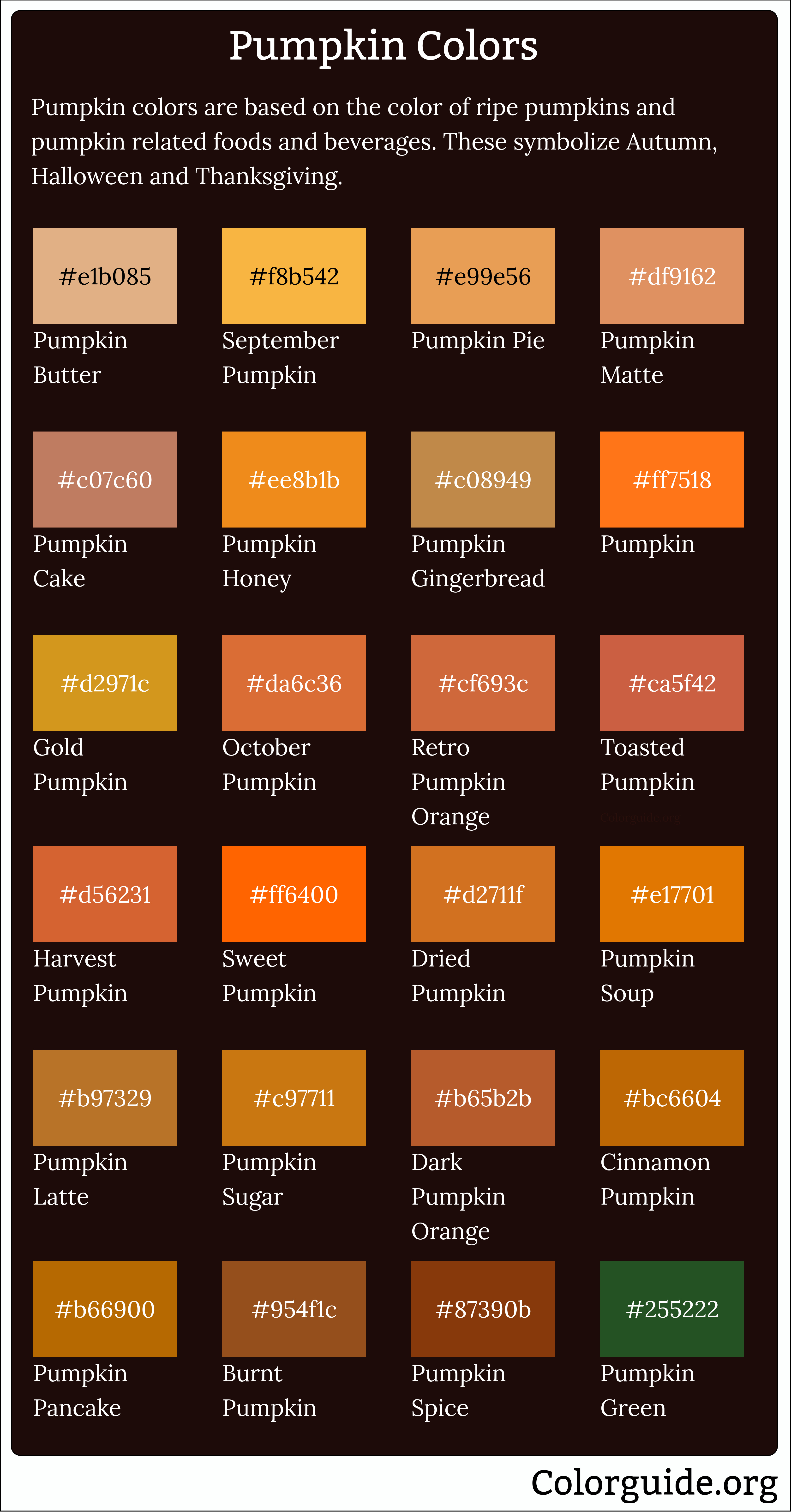 types of pumpkin colors