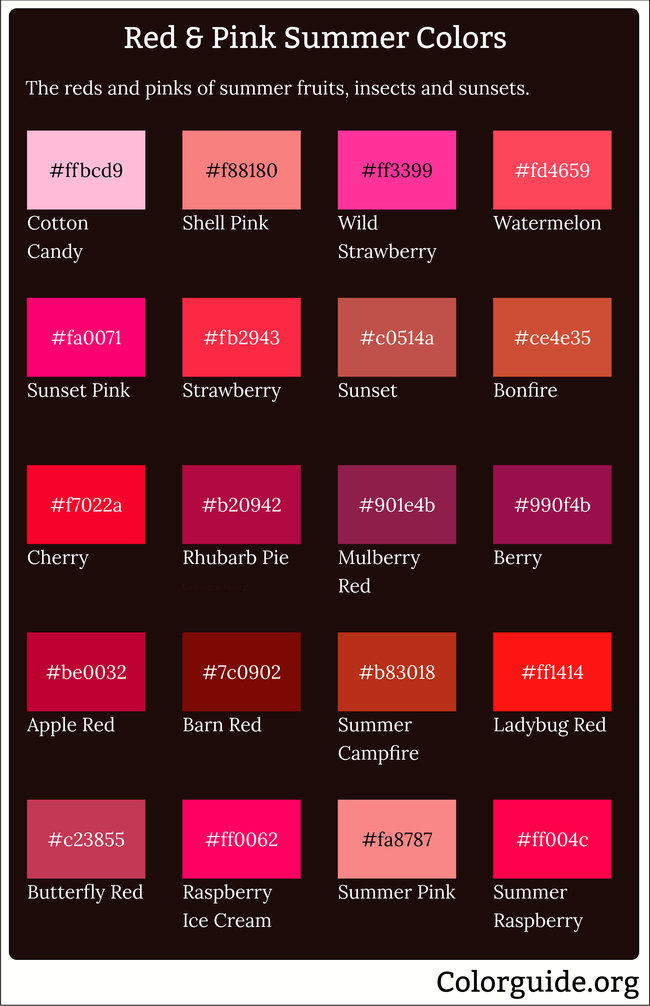 102 Types of Summer Color